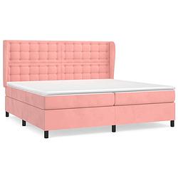 Foto van The living store boxspringbed - roze fluweel - pocketvering matras - middelharde ondersteuning