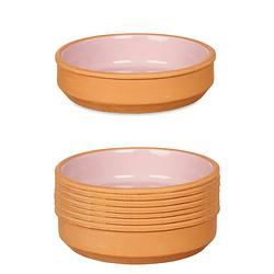 Foto van Set 8x tapas/creme brulee serveer schaaltjes terracotta/roze 16x4 cm - snack en tapasschalen