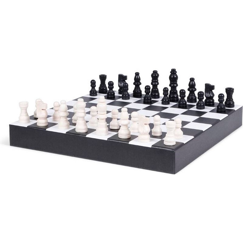 Foto van Senza schaakspel - inclusief opbergzakjes - compact - zwart/wit