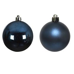 Foto van 16x kunststof kerstballen glanzend/mat donkerblauw 4 cm kerstboom versiering/decoratie - kerstbal