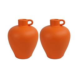 Foto van 2x stuks decoratie kruik of vaas - oranje terracotta - d18 x h22 cm - vazen