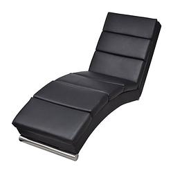 Foto van Vidaxl chaise longue kunstleer zwart