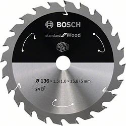 Foto van Bosch accessories bosch 2608837667 cirkelzaagblad 136 x 15.875 mm aantal tanden: 24 1 stuk(s)
