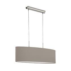 Foto van Eglo pasteri - hanglamp - 2 lichts - 75cm - nikkel-mat - taupe