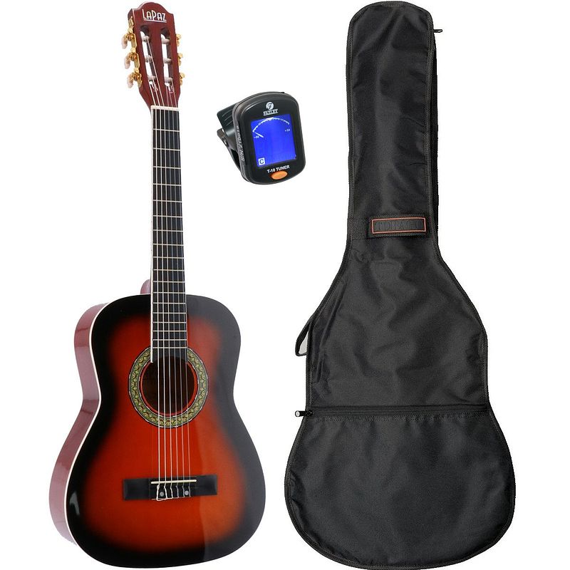 Foto van Lapaz 002 sb klassieke gitaar 1/2-formaat sunburst + gigbag + tuner