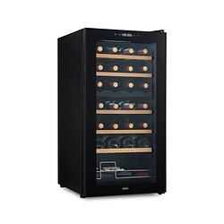 Foto van Moa wc82 - wijnkoelkast met compressor - houten planken - dubbele zone - wijnkoeler - 28 flessen