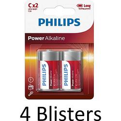 Foto van 8 stuks (4 blister a 2st) - philips power c/lr14 alkalinebatterij