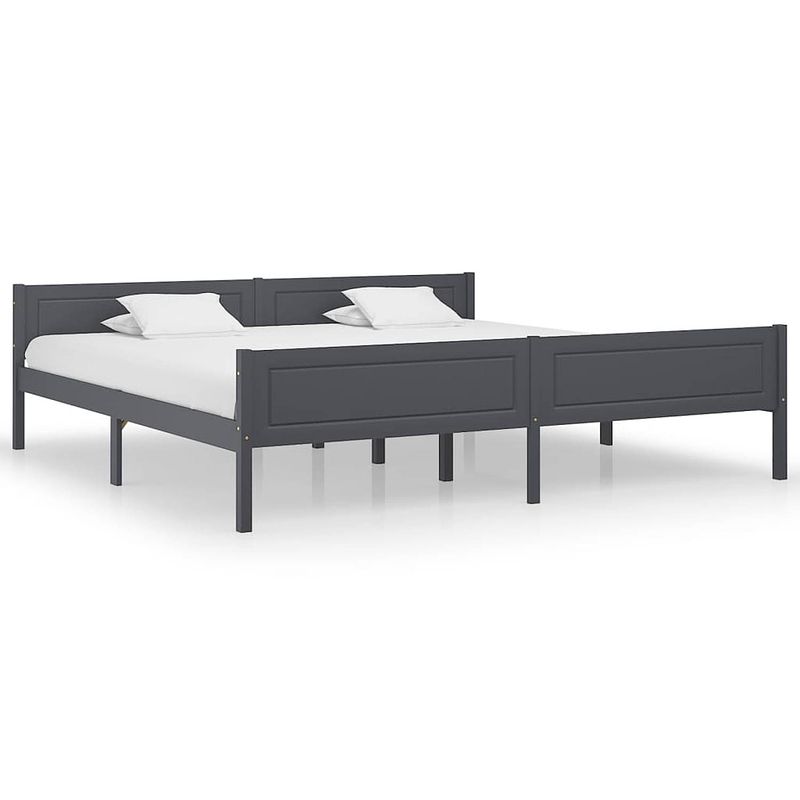 Foto van Vidaxl bedframe massief grenenhout grijs 200x200 cm