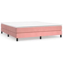 Foto van The living store boxspringbed roze fluweel - 203x160x25 cm - pocketvering - middelharde ondersteuning - huidvriendelijk