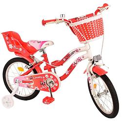 Foto van Volare lovely kinderfiets - meisjes - 16 inch - rood wit - twee handremmen