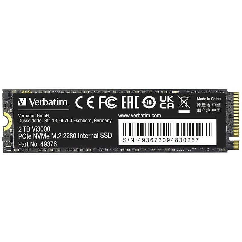 Foto van Verbatim vi3000 2 tb nvme/pcie m.2 ssd 2280 harde schijf pcie nvme 3.0 x4 retail 49376