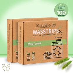 Foto van Natuurlijke wasmiddeldoekjes - fresh linen wasstrips 100 wasbeurten incl. wasverzachter - wasmiddel wasdoekjes - vegan -