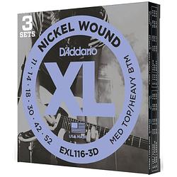 Foto van D'saddario exl116-3d 11-52 medium top heavy bottom nickel wound snaren voor elektrische gitaar (3 sets)