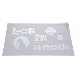 Foto van Kerst raamsjablonen/raamdecoratie let it snow teksten 54 cm - kerst raamsjablonen