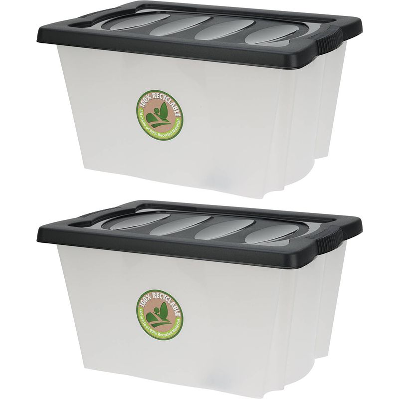 Foto van 2x stuks opberg boxen/dozen - kunststof - 20 liter - 43 x 33 x 24 cm - opbergbox