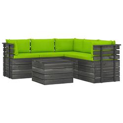 Foto van Vidaxl 6-delige loungeset met kussens pallet massief grenenhout