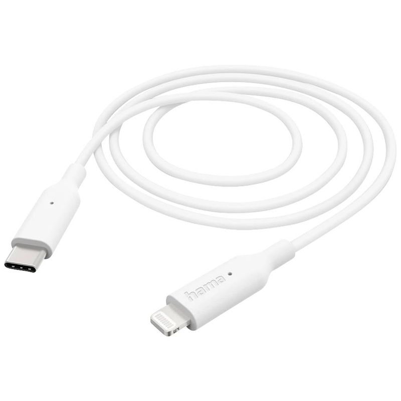 Foto van Hama usb-laadkabel usb 2.0 apple lightning stekker, usb-c stekker 1 m wit 00201598