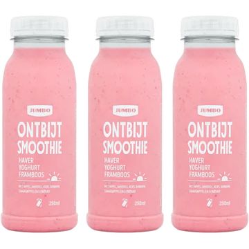 Foto van Jumbo verse ontbijt smoothie haver, yoghurt & framboos 3 x 250ml