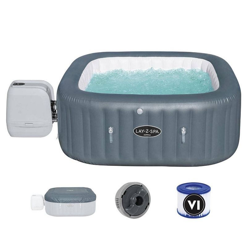 Foto van Bestway - jacuzzi - lay-z-spa - hawaii hydrojet pro - opblaasbaar - bubbelbad - incl. toebehoren - 180cm x 180cm x 71cm