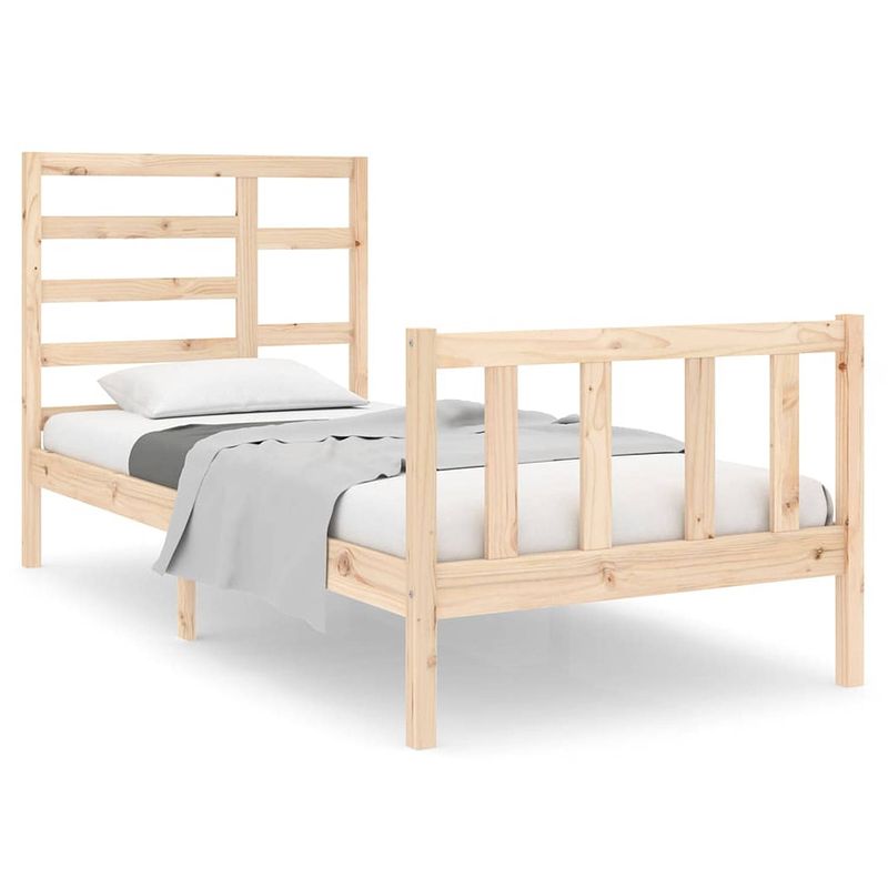 Foto van The living store houten bedframe - eenpersoonsbed - 90 x 190 cm - massief grenenhout