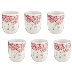 Foto van Haes deco - mokken set van 6 - ø 6x8 cm / 100 ml - met bloemen - mok