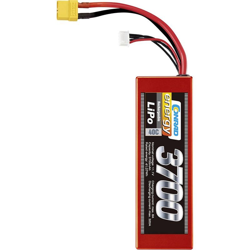 Foto van Conrad energy lipo accupack 11.1 v 3700 mah aantal cellen: 3 40 c box hardcase xt90