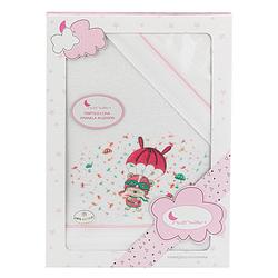 Foto van Interbaby beddengoed wieg parachute katoen wit/roze 3-delig