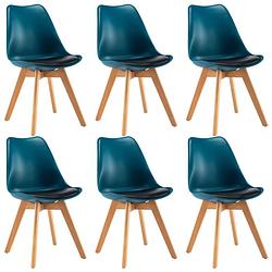 Foto van Vidaxl eetkamerstoelen 6 st kunstleer turquoise en zwart