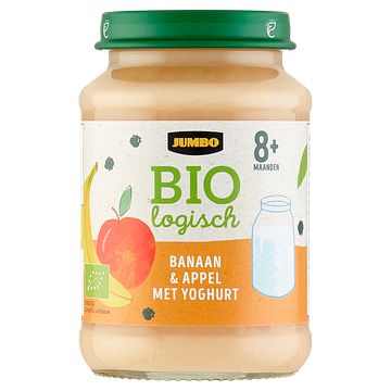 Foto van Jumbo biologisch banaan & appel met yoghurt 8+ maanden 190g