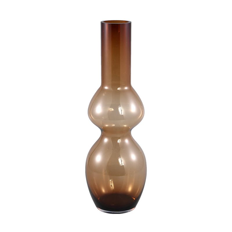 Foto van Ptmd joly brown glass vase long bulb shape l