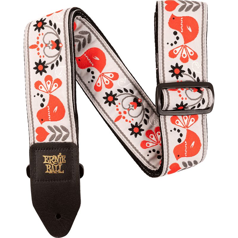 Foto van Ernie ball classic jacquard strap 4689 red bird winter gitaarband