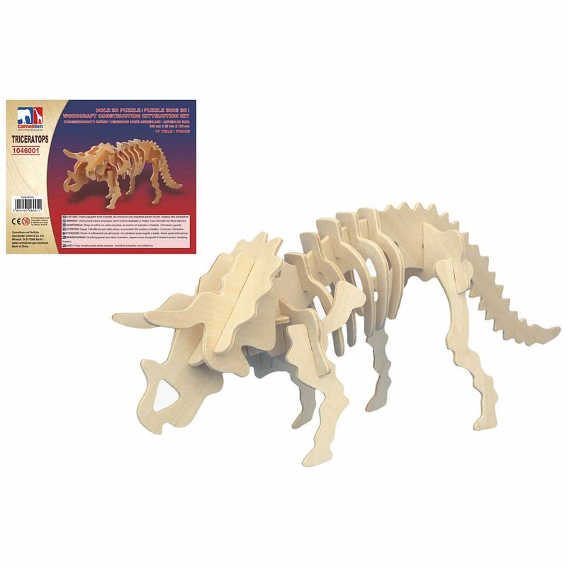 Foto van Houten dieren 3d puzzel triceratops dinosaurus bouwpakket 32 cm - 3d puzzels