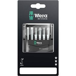 Foto van Wera mini-check, 50 mm, 05073635001 bitset 6-delig plat, kruiskop phillips, kruiskop pozidriv