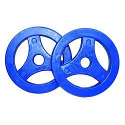 Foto van Tunturi aerobic halterschijven -halter gewichten - 2 x 2,5 kg - 30mm - blauw - incl. gratis fitness app