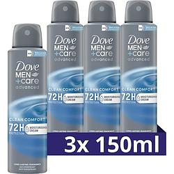 Foto van Dove men+care advanced antitranspirant deodorant spray clean comfort 3 x 150ml bij jumbo