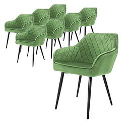 Foto van Ml-design set van 8 eetkamerstoelen met armleuning en rugleuning, groen, keukenstoel met fluwelen bekleding,