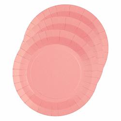 Foto van Santex feest bordjes rond roze - karton - 30x stuks - 22 cm - feestbordjes