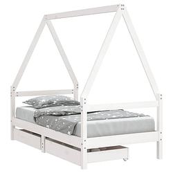 Foto van Vidaxl kinderbedframe met lades 80x160 cm massief grenenhout wit