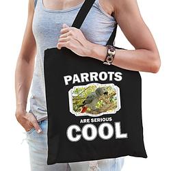 Foto van Dieren grijze roodstaart papegaai tasje zwart volwassenen en kinderen - parrots are cool cadeau bood - feest boodschappe
