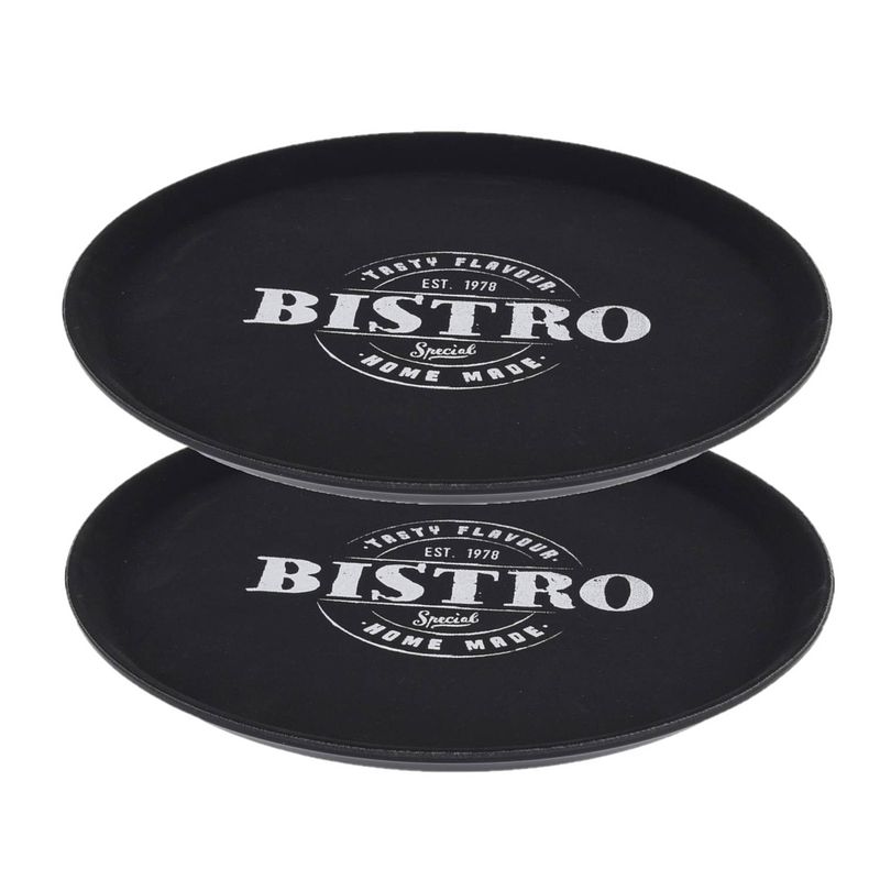 Foto van 2x stuks zwart anti-slip dienbladen kunststof 36 cm bistro special - dienbladen