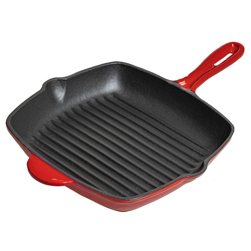 Foto van Blackwell grillpan gietijzer - rood - 27 x 27 cm - zonder anti-aanbaklaag