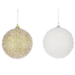 Foto van Kerstboomversiering 2x kerstballen met sneeuw 8 cm - kerstbal