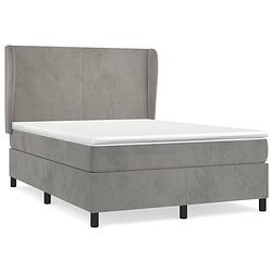 Foto van The living store boxspringbed - comfort - bed - 193 x 147 x 118/128 cm - lichtgrijs - fluweel - pocketvering matras -