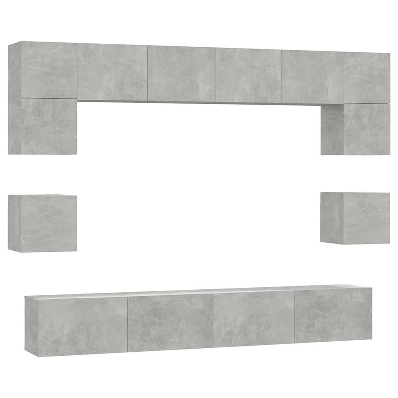 Foto van The living store tv-meubelset - betongrijs bewerkt hout - 60x30x30 cm - 80x30x30 cm - 100x30x30 cm - 30.5x30x30 cm