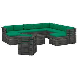 Foto van Vidaxl 12-delige loungeset pallet met kussens massief grenenhout