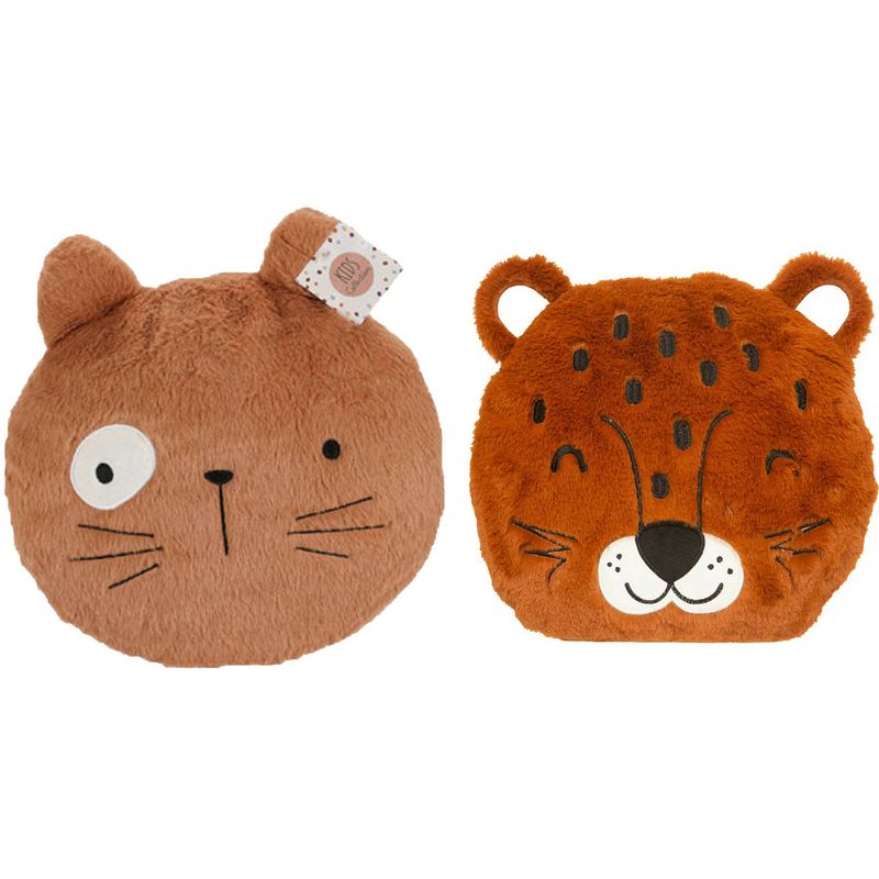 Foto van Dieren sierkussens - set 2x - kinderkamer - panter/kat - 30 cm - polyester - sierkussens