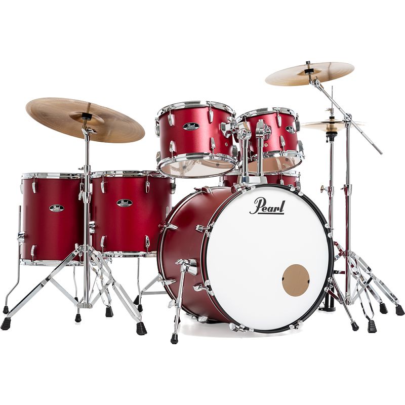 Foto van Pearl rs526sbc/c747 roadshow matte red 6-delig drumstel incl. bekkens