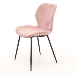 Foto van Hoyz - velvet stoel - kuip zitting - roze - 4 stuks