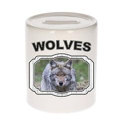 Foto van Dieren wolf spaarpot - wolves/ wolven spaarpotten kinderen 9 cm - spaarpotten