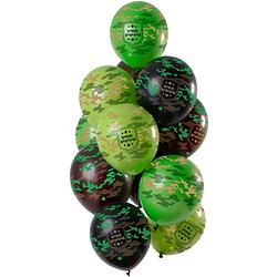 Foto van Folat ballonnen happy birthday 30cm latex groen/bruin 12 stuks